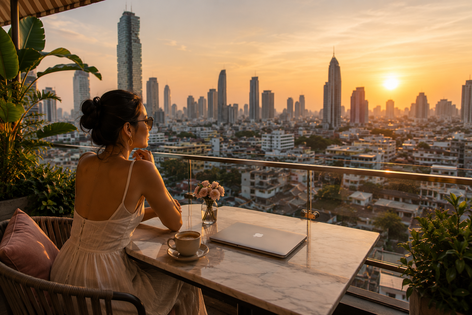 Bangkok cityscape at golden hour