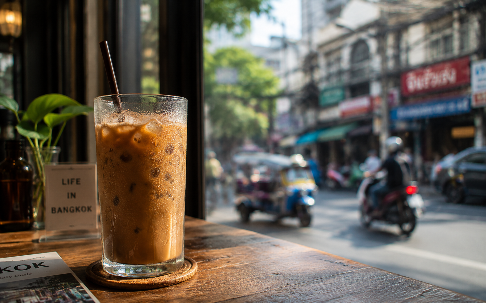Morning coffee on a Bangkok balcony